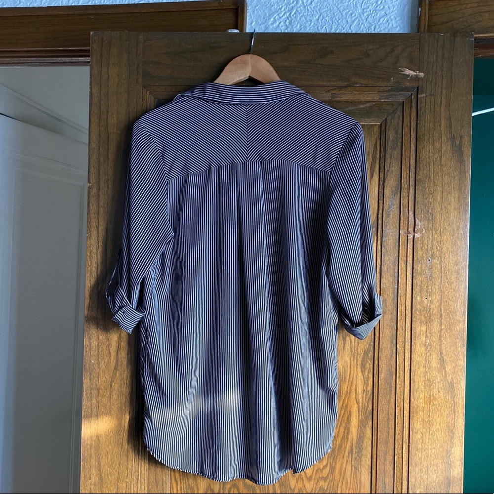 Vintage: Black & White Striped Button Down Blouse - Picture 4 of 4
